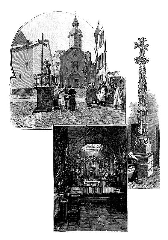 串珠的形象:公司Bouchers de Limoges圣Auré来的cross and Eglise Bouchers